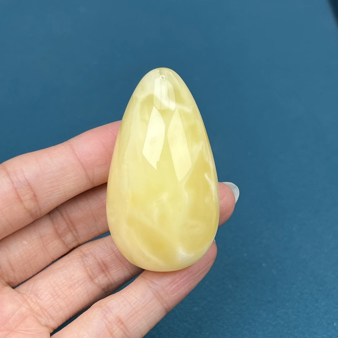 Y1996天然原矿蜜蜡 妖花水滴牌 30*53*20mm抖音基地质检发货