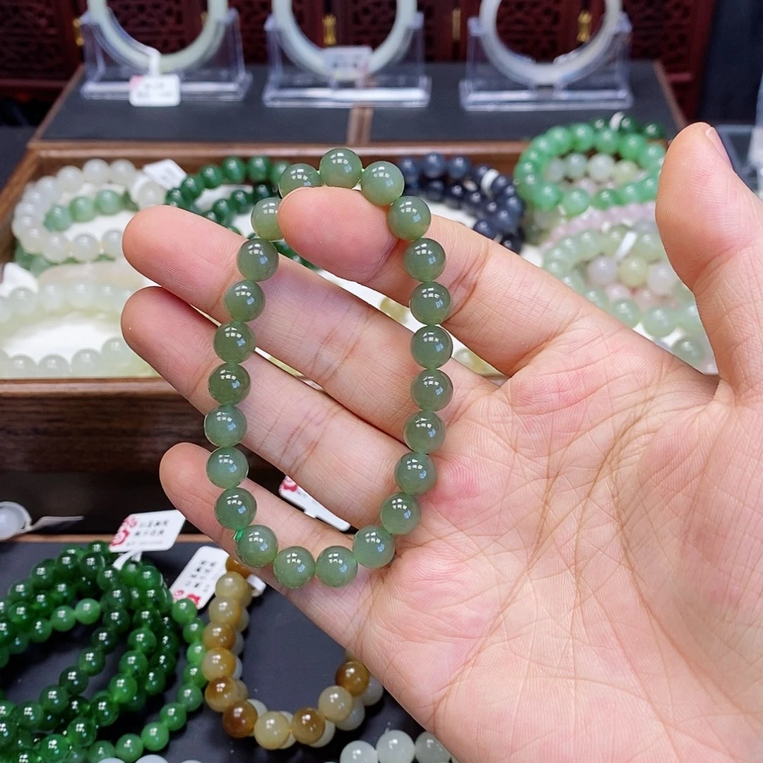 和田玉手串未镶嵌湖水8