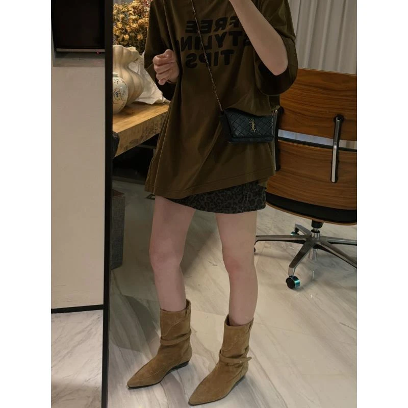 【咖绿字母T】进口面料纸感字母印花T恤  J25DX145