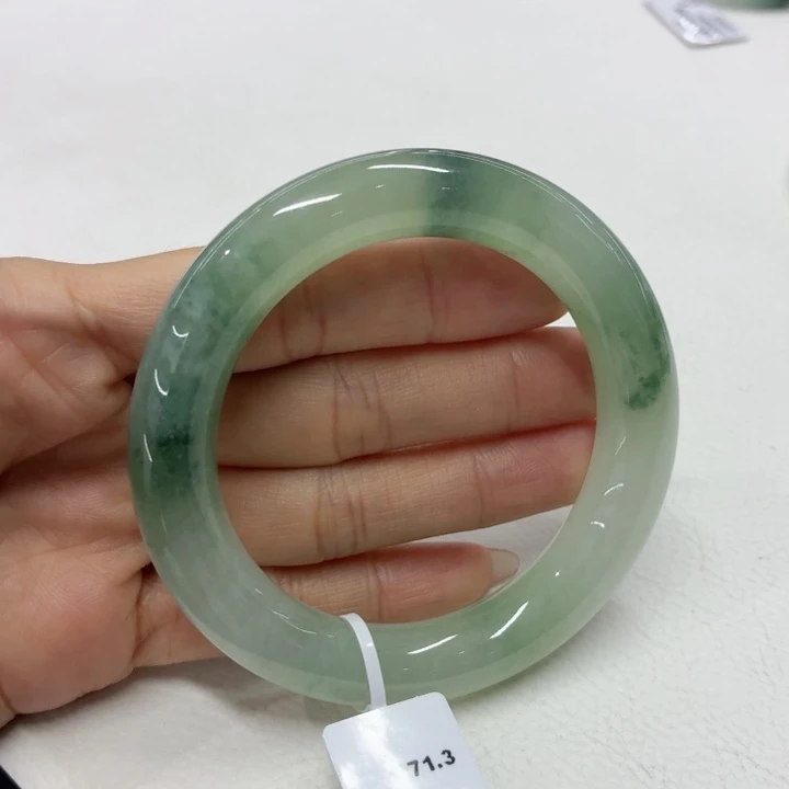 翡翠未镶嵌手镯缅甸翡翠手镯54.4胖圆条