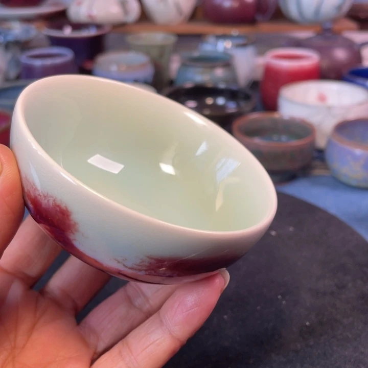 摆件玉石釉手工茶碗