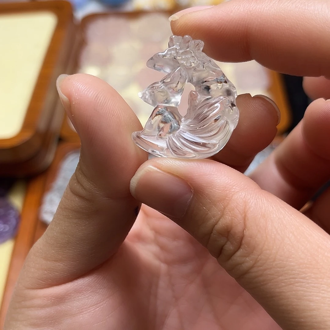 颈饰银S925镶嵌水晶白水月亮狐9