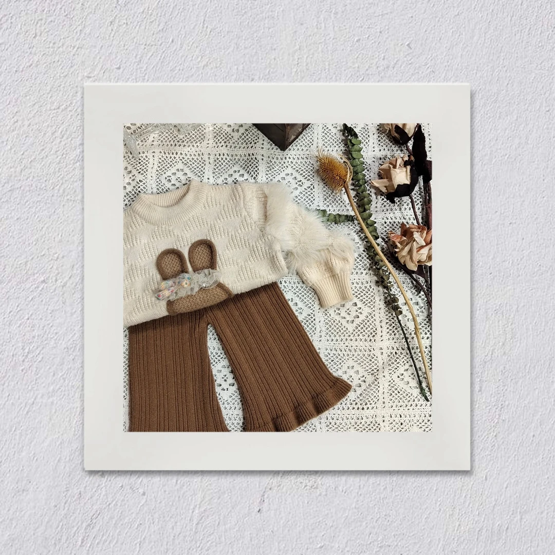 D412女童秋冬新款时尚洋气韩版针织套装