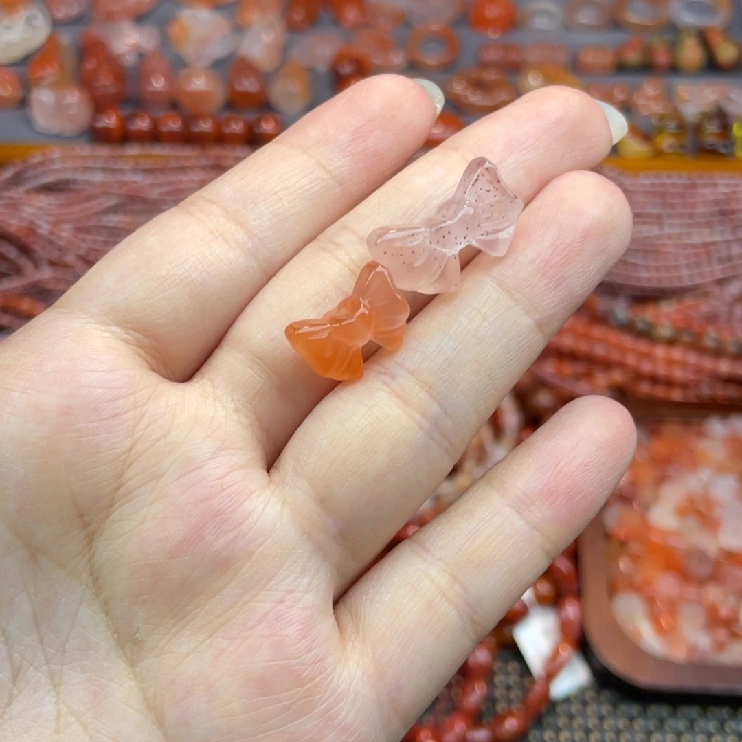 未镶嵌南红玛瑙珠宝半成品蝴蝶结组合