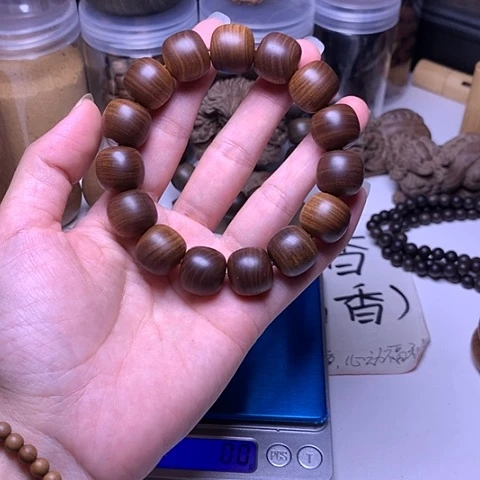 檀香木手串/手链老山檀香黑金15/16横纹虎皮满纹沉