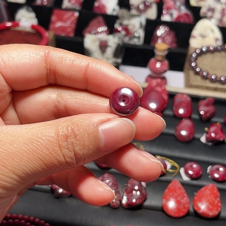 天然辰砂原矿红砂平安扣4.2克