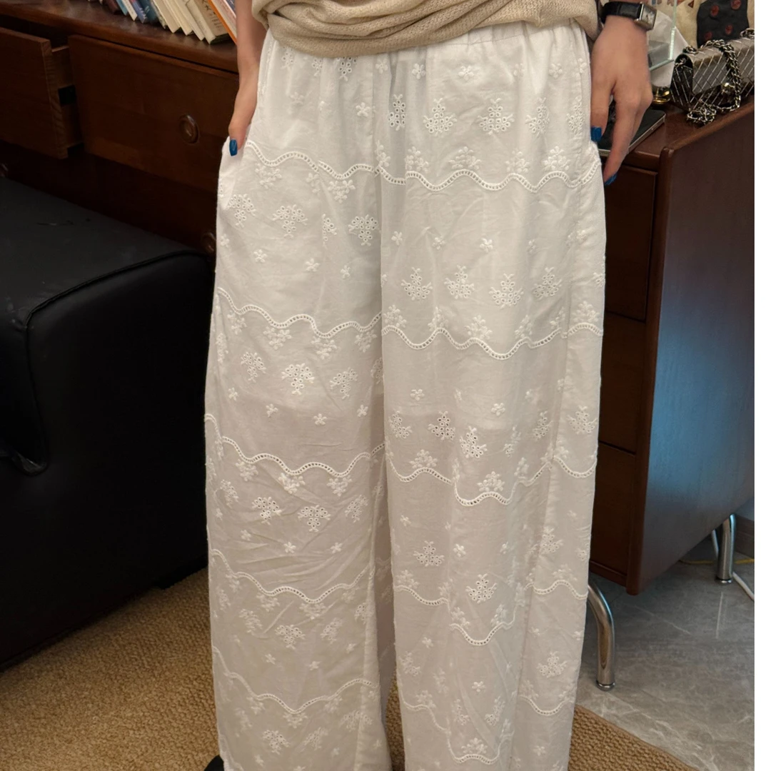 S.SHUi设计感剪裁小众艺术感绣花镂空休闲裤