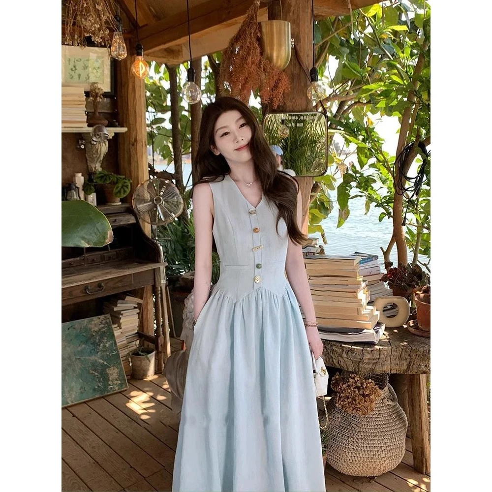 法式新款气质小香风马甲背心连衣裙女 2025新款 收腰显瘦长款裙子