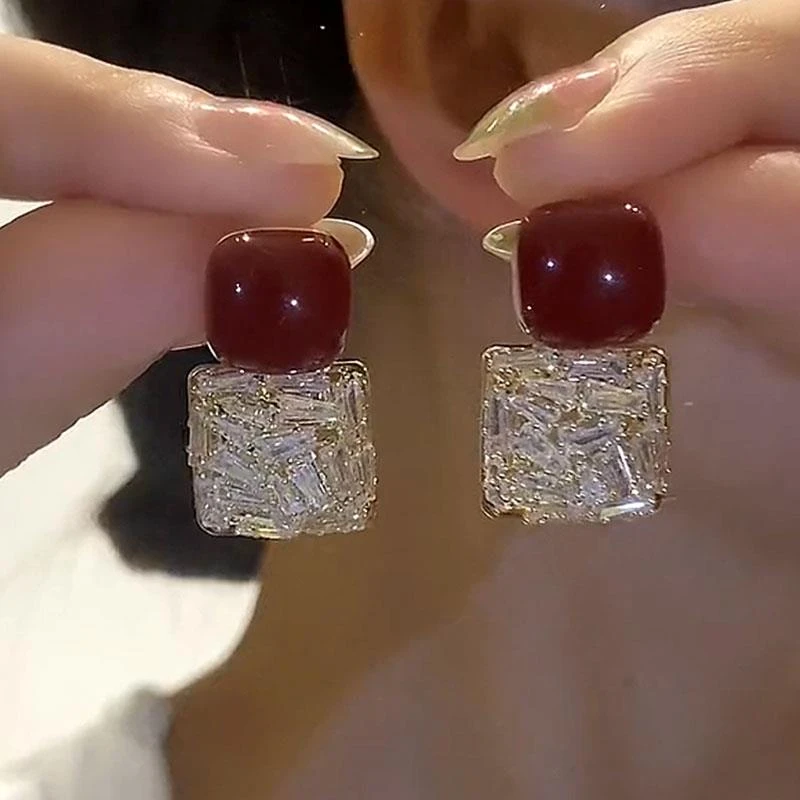 925银耳饰 防过敏气质精致菱形耳环女高级感时尚银针耳钉精致年新