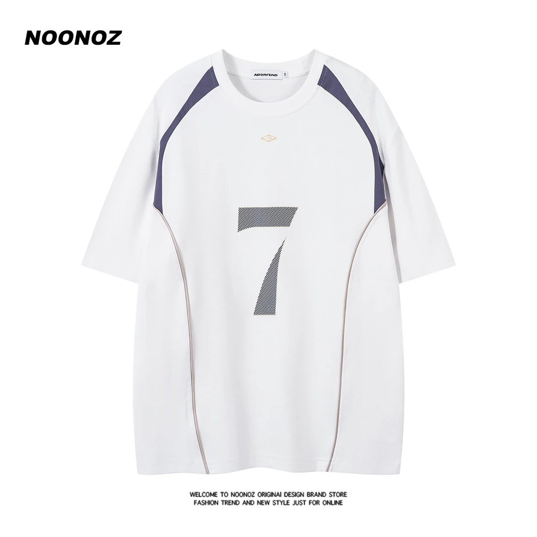 NOONOZ美式解构7号撞色拼接短袖T恤男夏季潮牌凉感透气休闲上衣