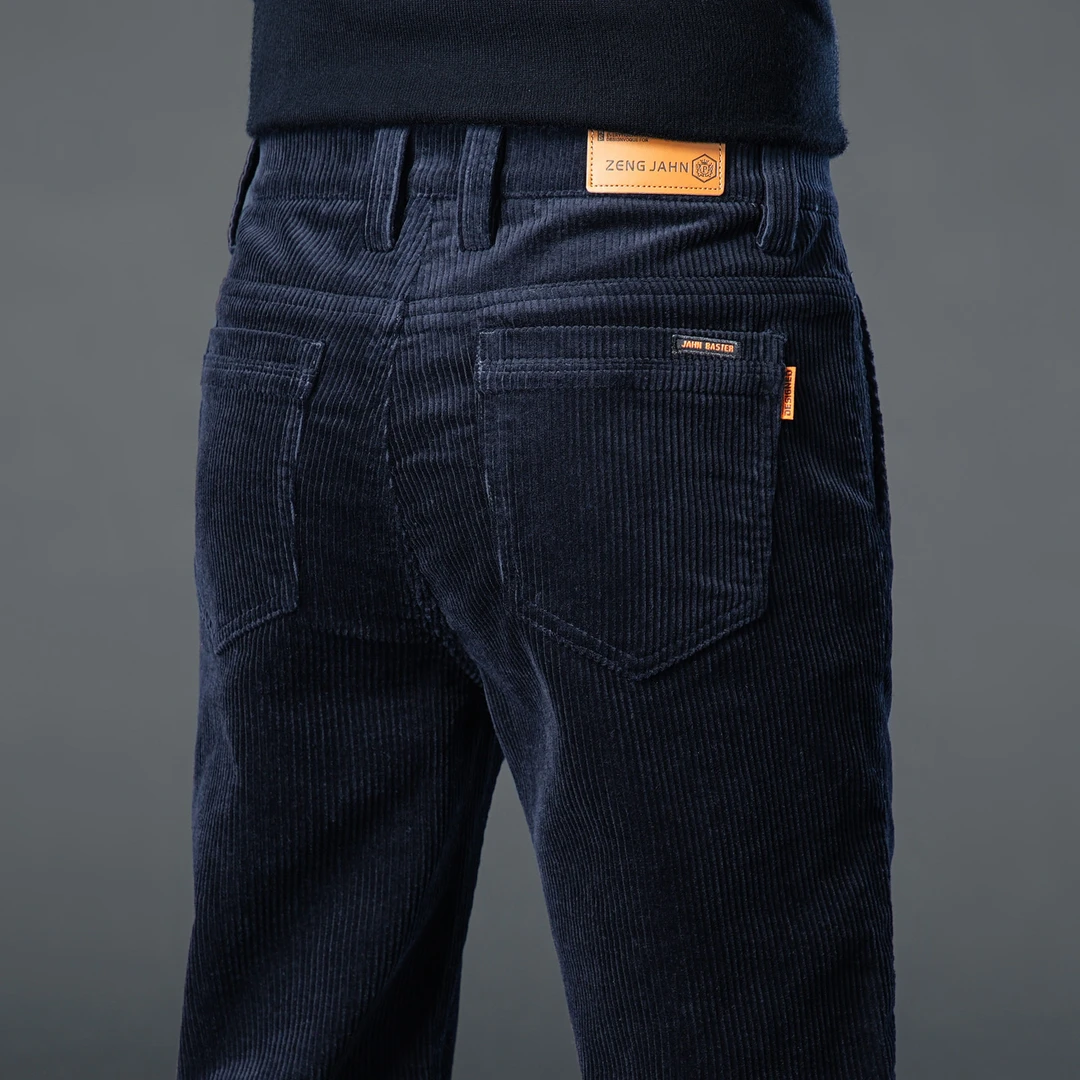 香港高端灯芯绒休闲裤男2025秋冬款直筒修身中年商务加厚保暖长裤