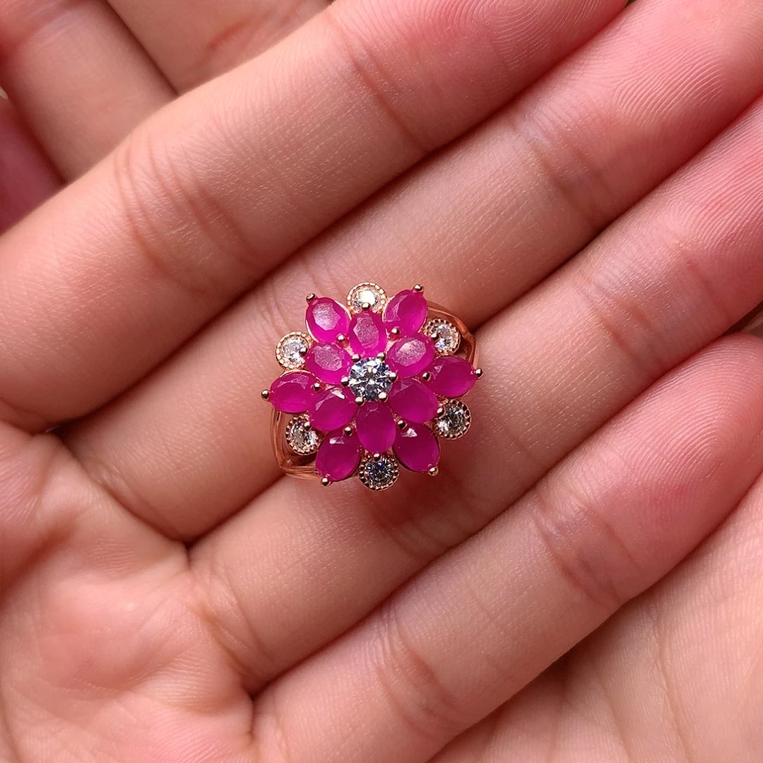 红宝石戒指银S925镶嵌?***姐