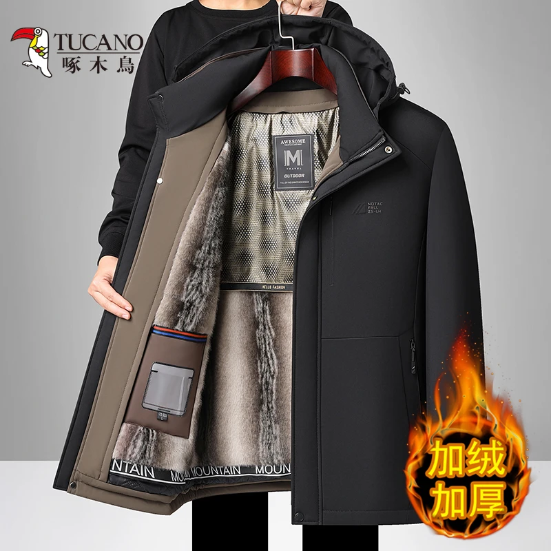 【可脱卸帽子】冬季爸爸装加厚加棉宽松休闲保暖时尚中老年棉衣外套