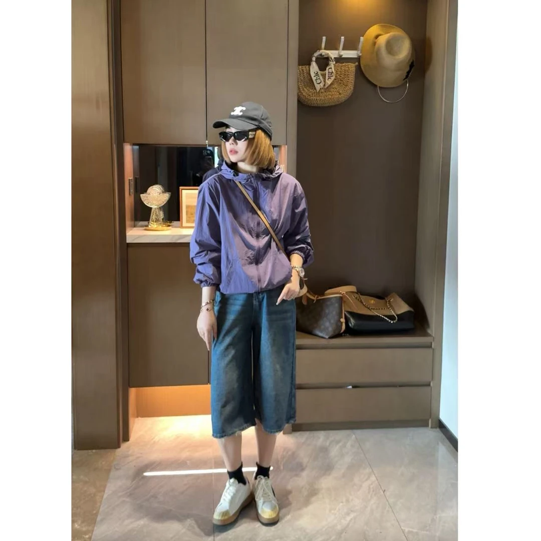 2025秋新款双面穿连帽长袖连帽外套女休闲百搭显瘦减龄拼色上衣潮