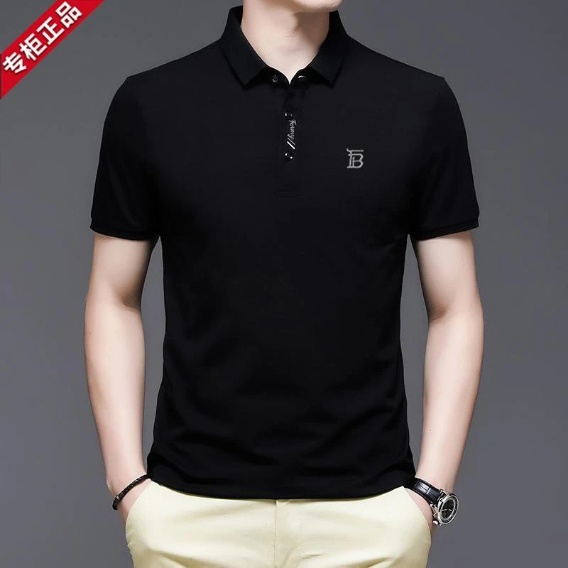 夏季新款巴LUNBBLRRY男士短袖T恤高档商务休闲百搭透气翻领Polo衫