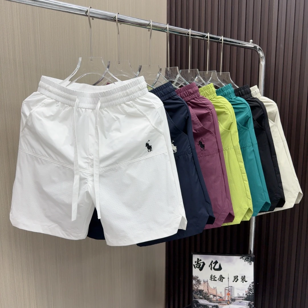 尚亿988夏季新品男士欧货透气打孔速干五分裤简约百搭刺绣短裤