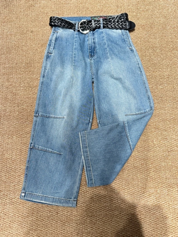 夏季中性风八分牛仔裤宽松舒适牛仔裤百搭显瘦高腰薄款水洗休闲18