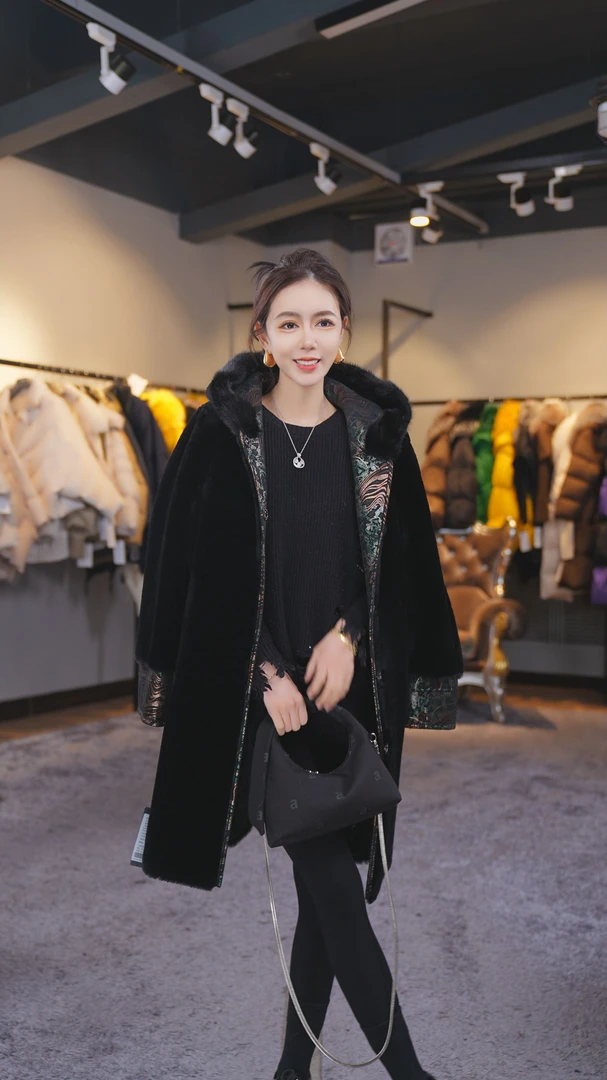 YJ【邢邢推荐】新款时尚皮毛一体外套21058-S