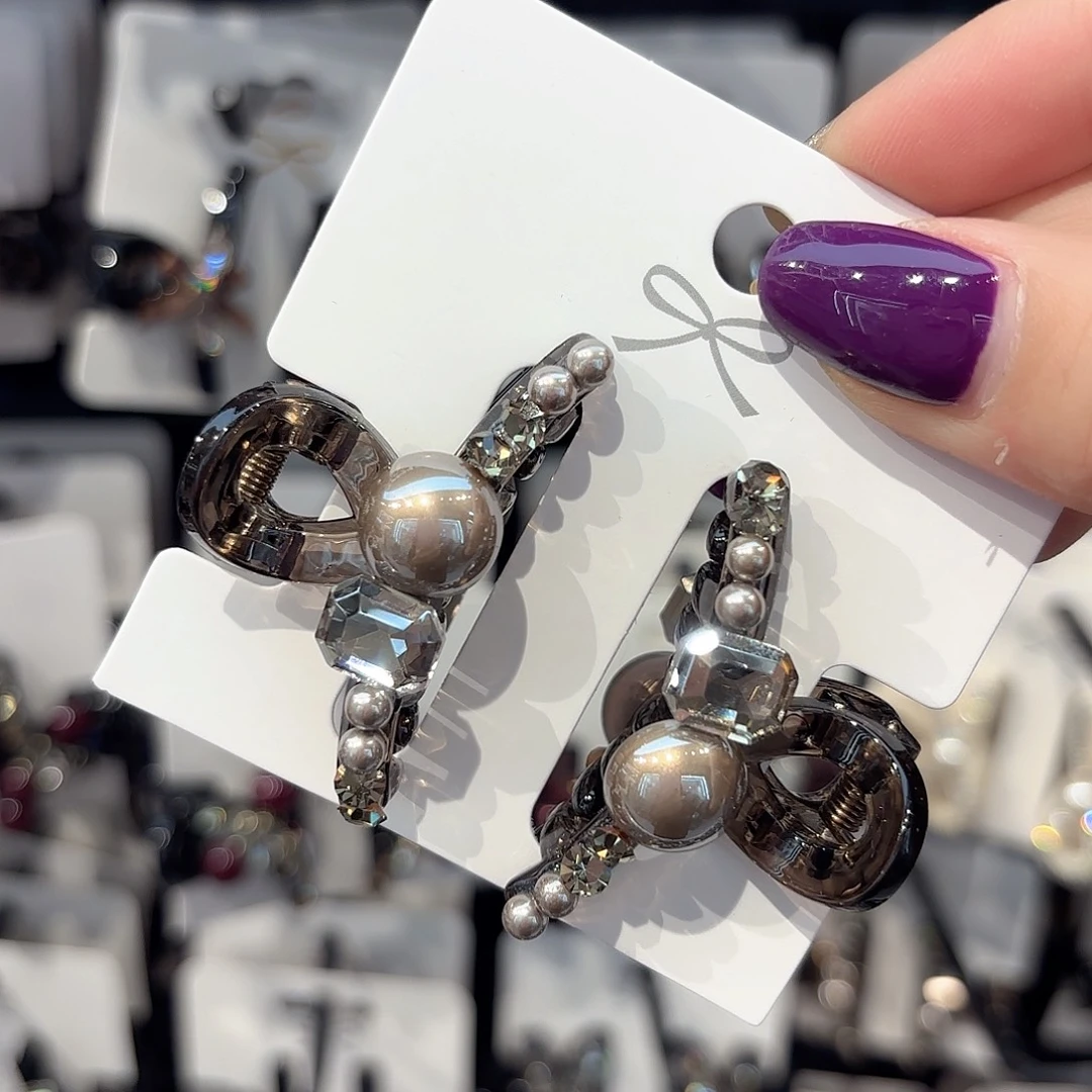 皮质铁合金香槟刘海夹