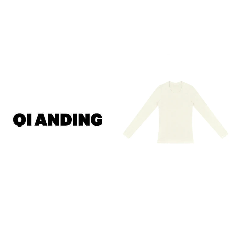 【QIANDING】2024新款“暖阳打底”简约高级感圆领显瘦打底衫249231