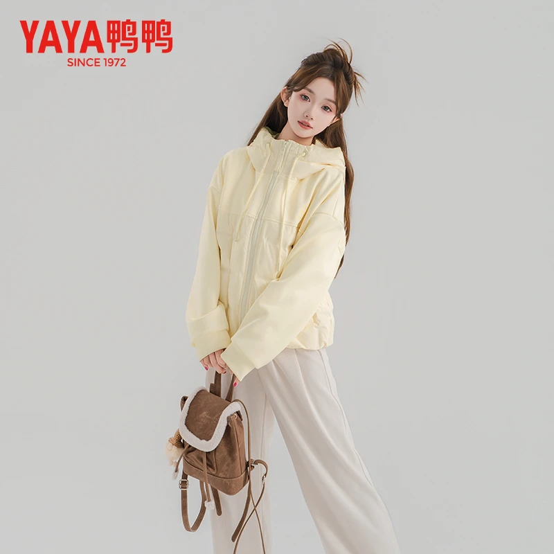 YAYA/鸭鸭运动百搭时尚休闲短款连帽薄款潮流羽绒服YE5A608961A