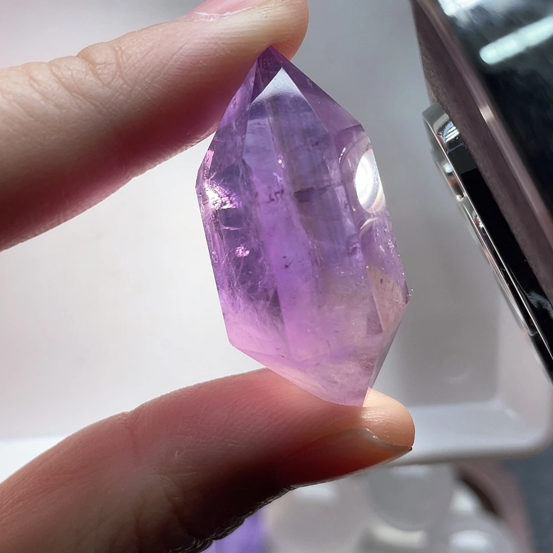 未镶嵌水晶珠宝半成品26紫水双尖