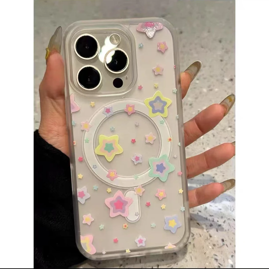 多巴胺星星适用苹果15Pro手机壳13硅胶XSMax/xr/12女16/14p套8P