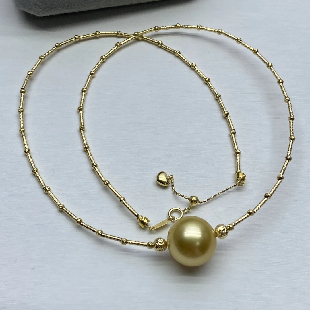 琪心海水南洋金珍珠G18K金项链12-14