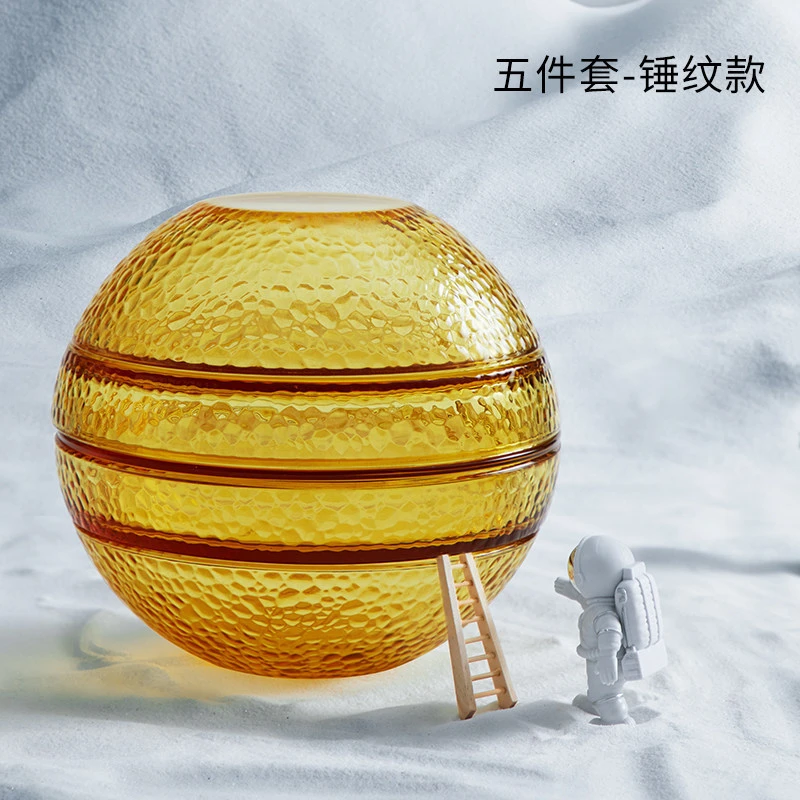 创意星球玻璃耐高温套装星球餐具低硼硅琥珀色碗盘艺术餐具可微波