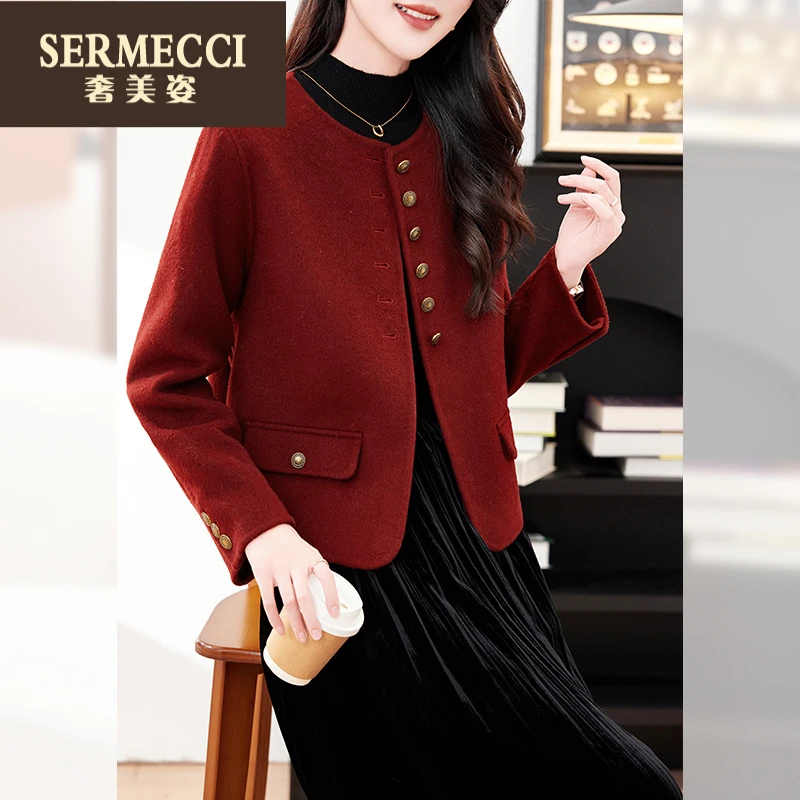 高端双面爆款外套短款气质显瘦2025秋冬新款时尚毛呢大衣