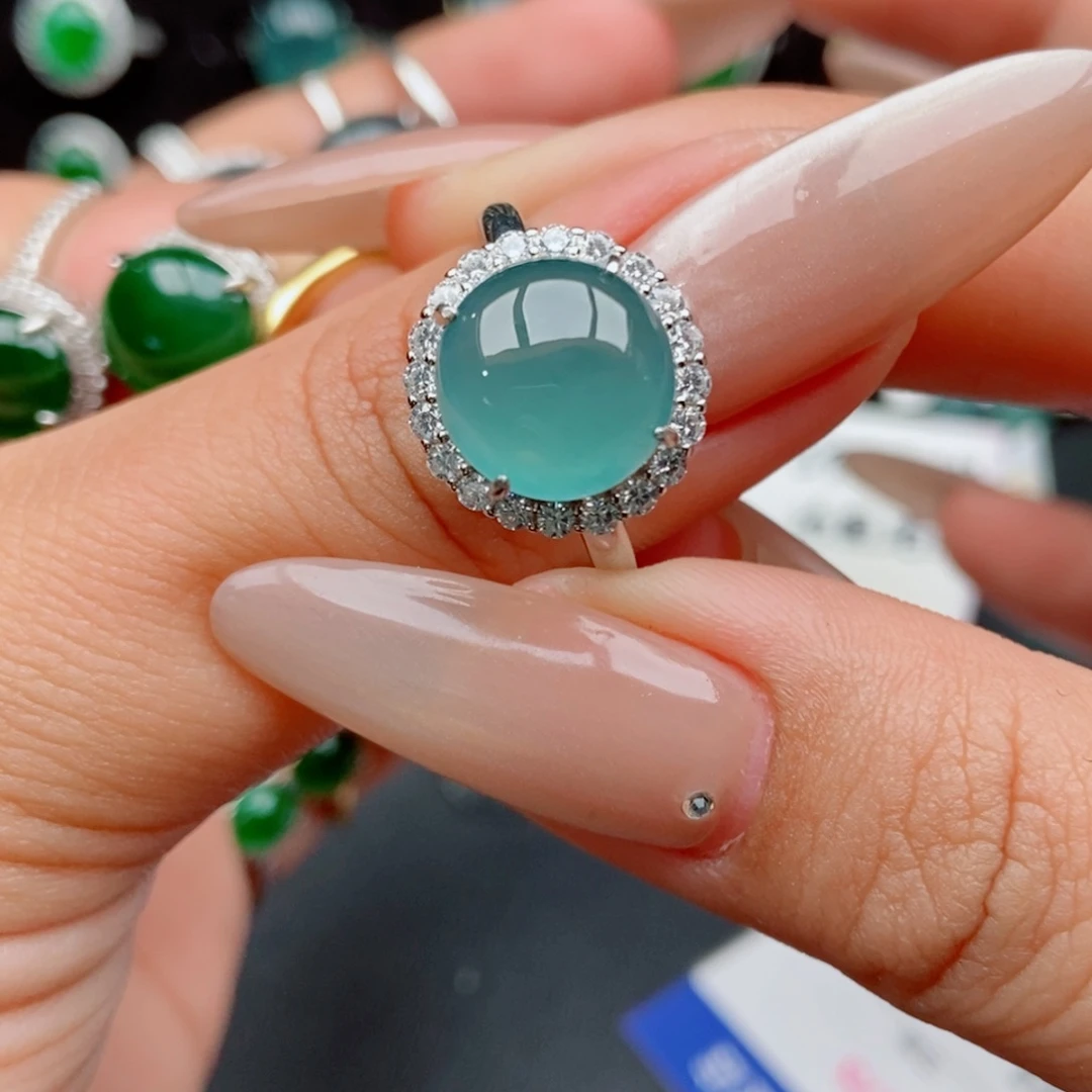 翡翠戒指银S925镶嵌4547