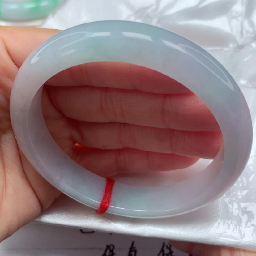 【闪购商品】翡翠手镯未镶嵌冰胶飘绿手镯5960圈15号