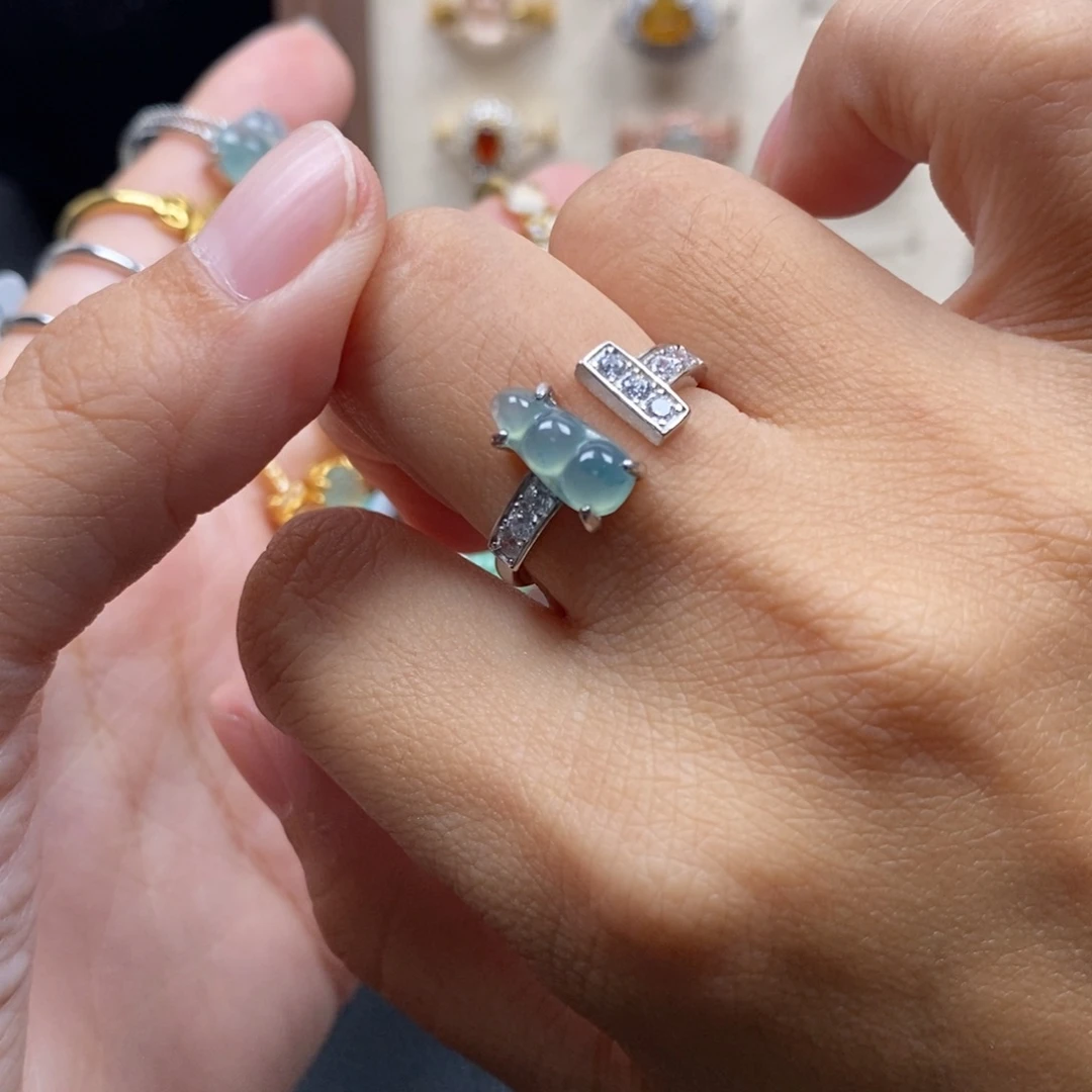 翡翠银S925镶嵌戒指