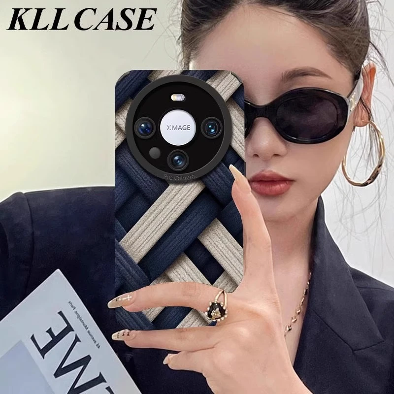 撞色条纹适用华为mate80pro手机壳新款女彩绘pura80小羊皮60防摔