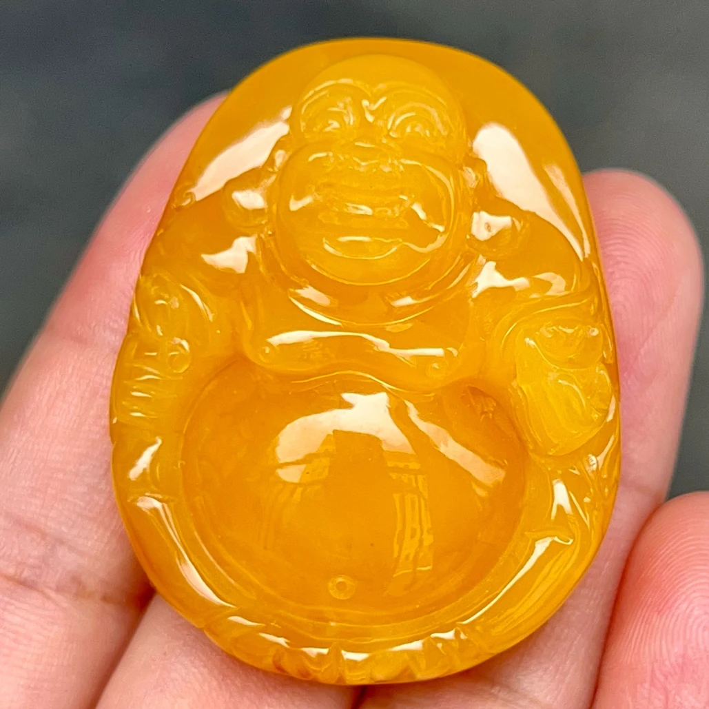 焦皮料暴力鸡油红佛吊坠