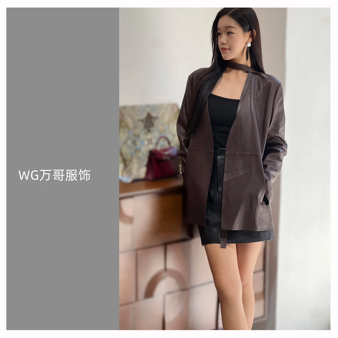【万哥精选】 WG西装款休闲皮外套山羊皮英伦风西服皮衣