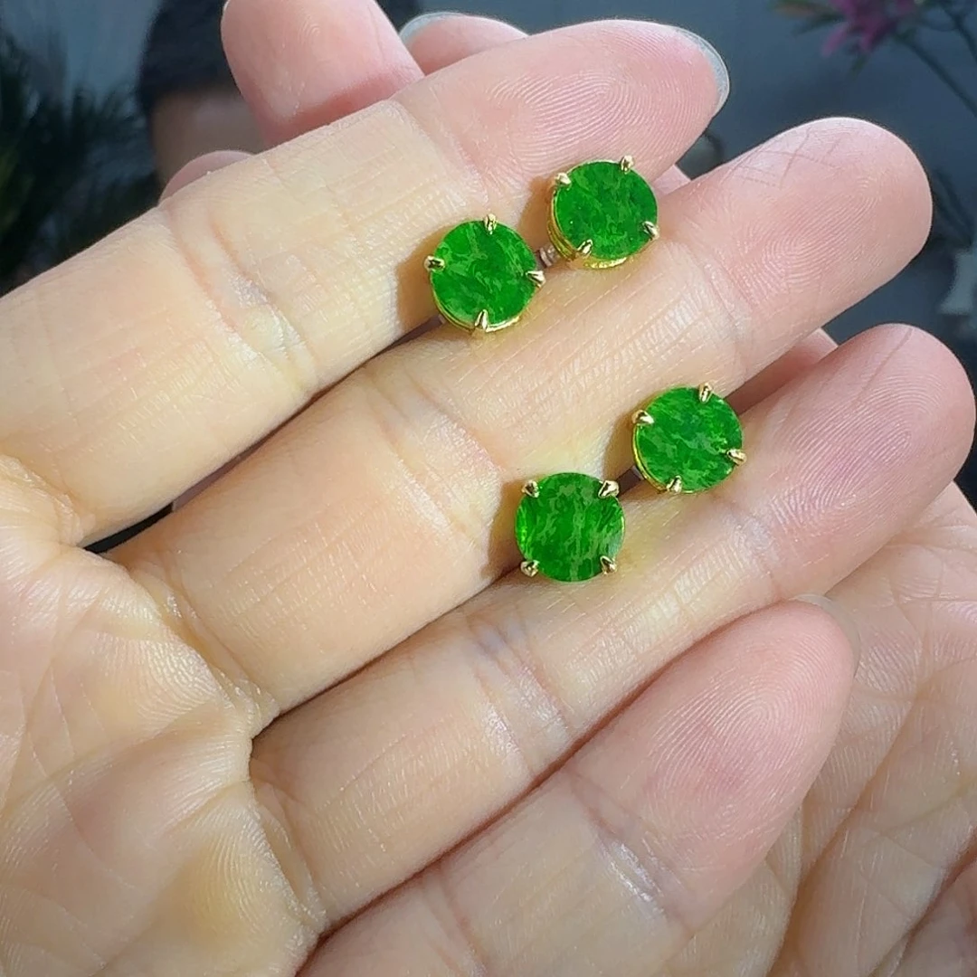 翡翠耳饰银S925镶嵌多样性发货其一