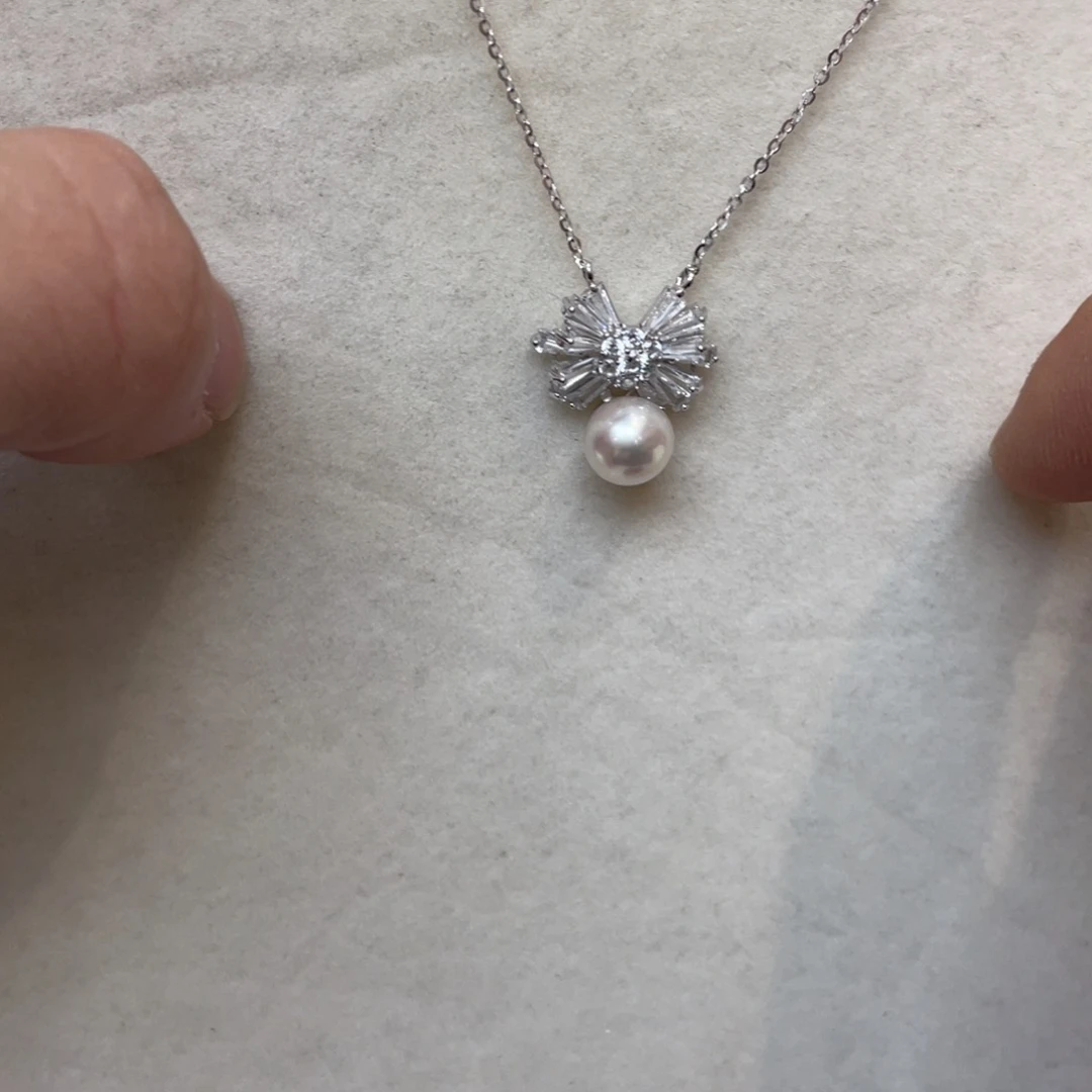 项链银S925镶嵌海水珍珠