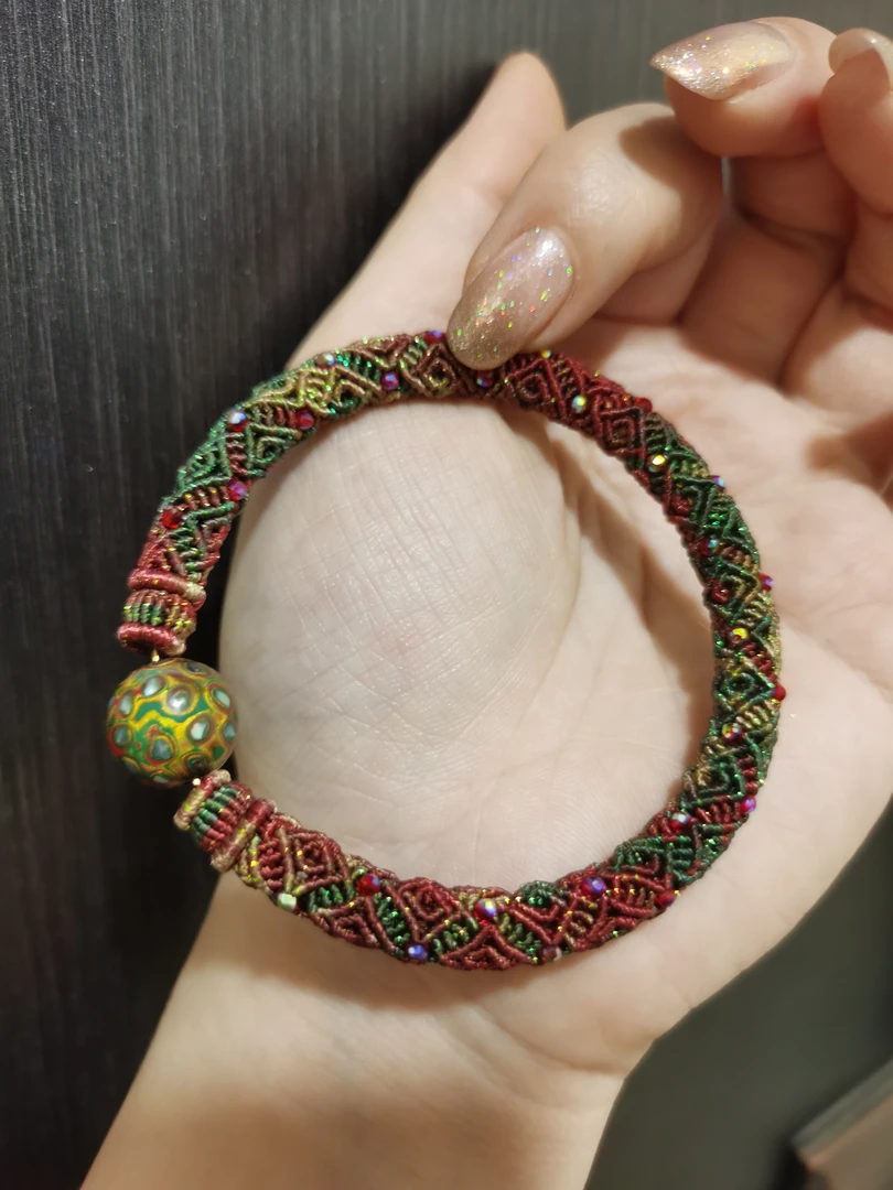 非金属锦纶手链 立体回纹纯手工编织布艺手绳国风气质五彩手串