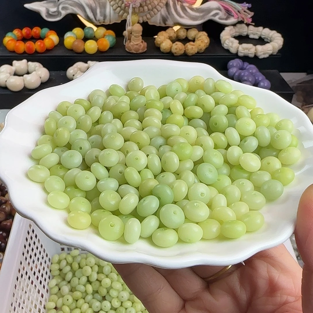 菩提根/象牙果手串微瑕卡9青提算盘300颗