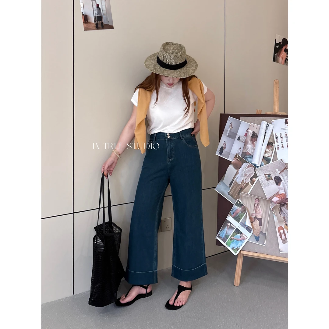 In Tree张桶桶【直角线牛仔裤】夏季显瘦百搭牛仔九分裤ZXA01930