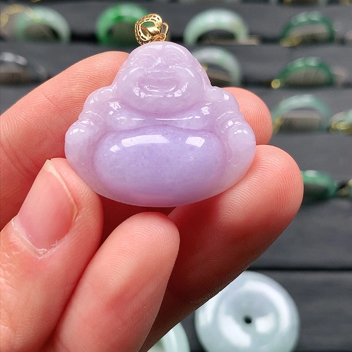 翡翠颈饰18K金镶嵌佛公