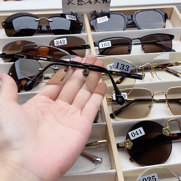 无框天然水晶石头眼镜