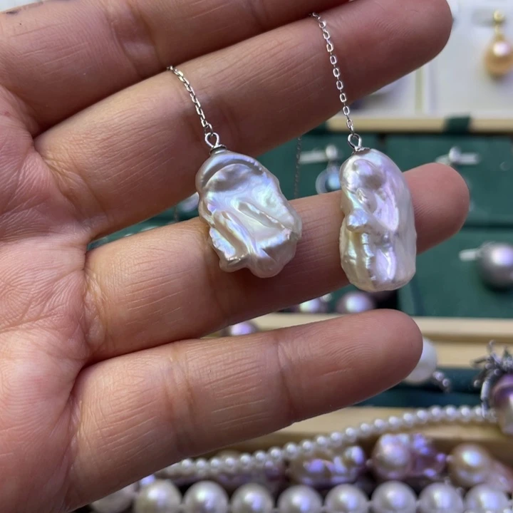 淡水珍珠耳饰银S925镶嵌