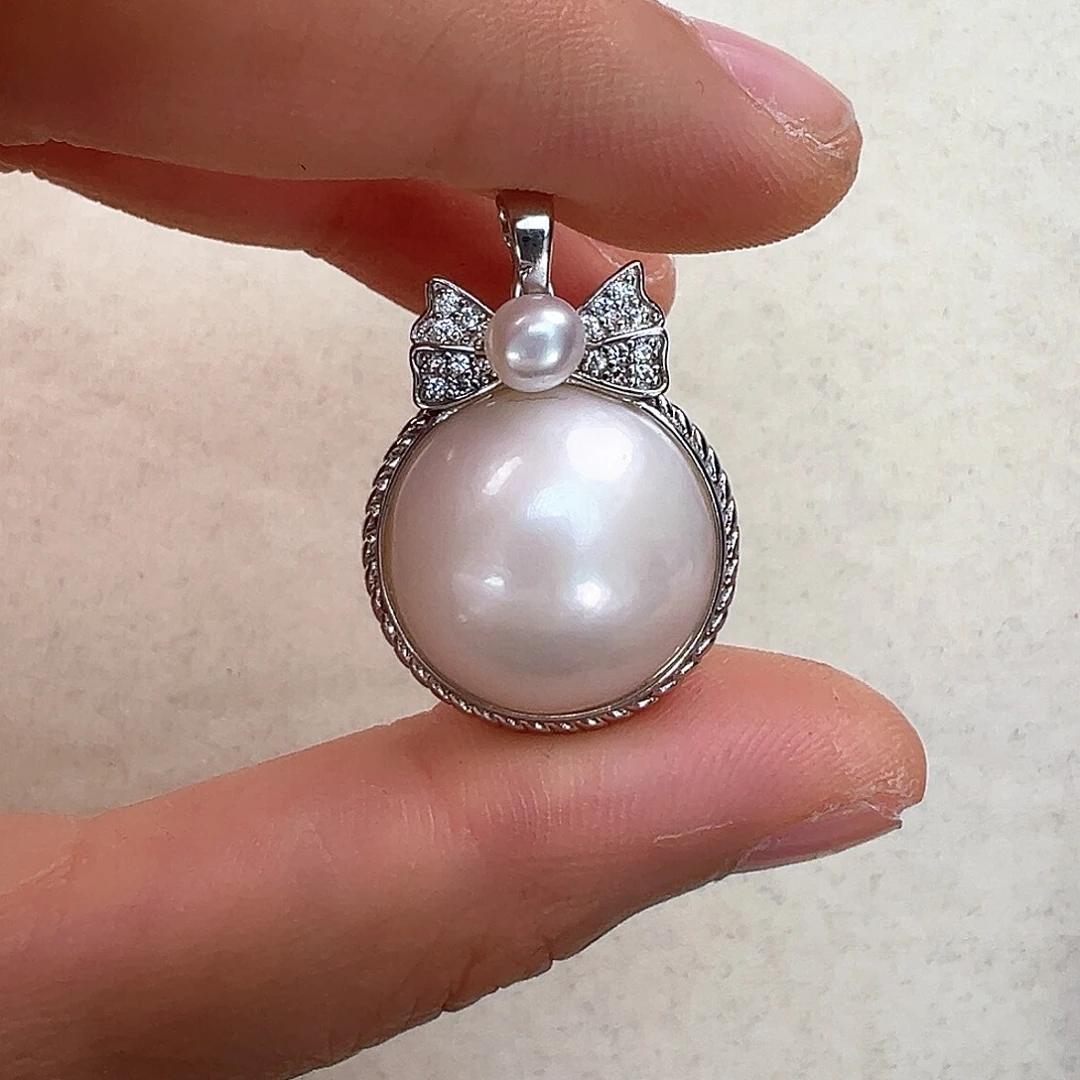 拼合珍珠（马贝珠）颈饰银S925镶嵌