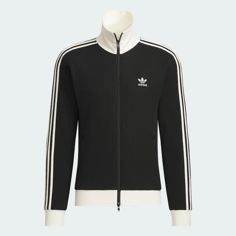 adidas阿迪达斯中性风春秋休闲立领复古华夫格运动夹克外套JW0110