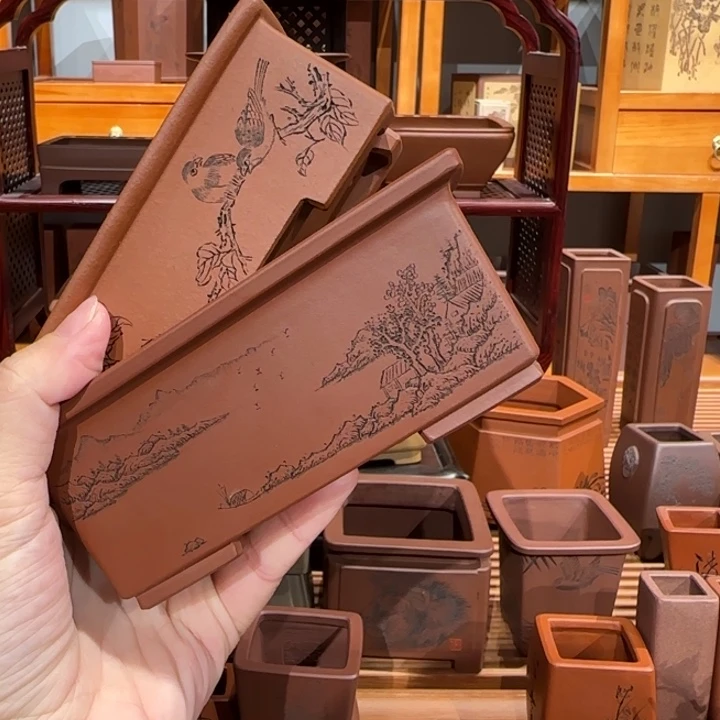 紫砂花盆长*全手工制作