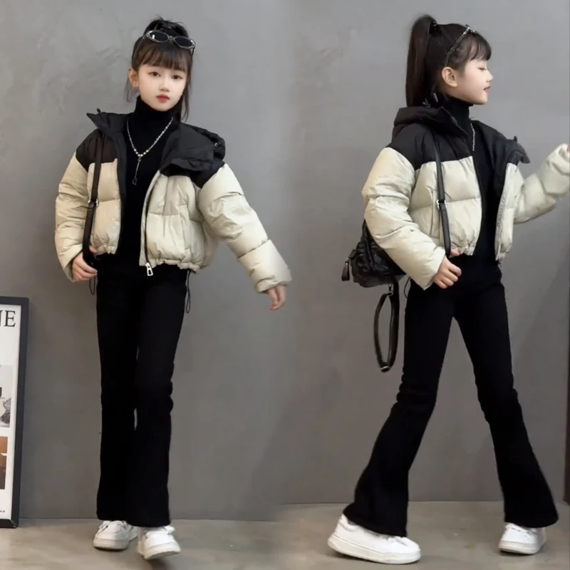 女童冬季短款棉服2025新款冬装洋气时尚中大童加厚面包棉衣外套