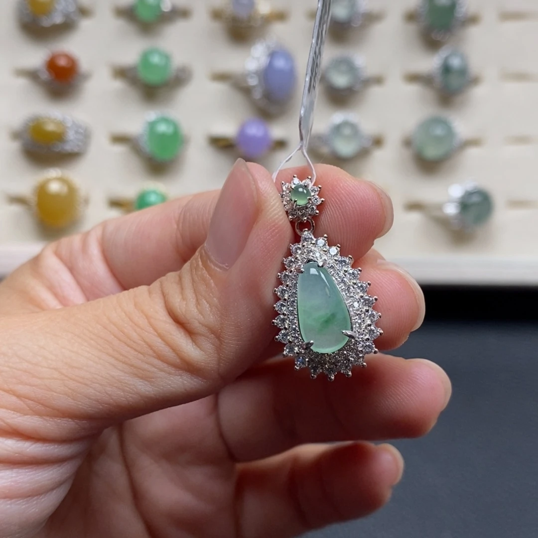 翡翠戒指银S925镶嵌戒指