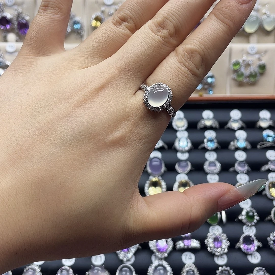 短***.蛇纹石玉银S925镶嵌戒指